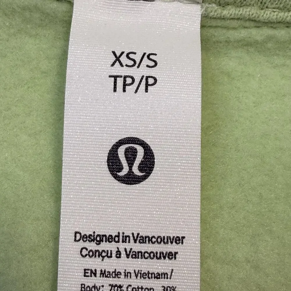 Lululemon Scuba Hoodie Womens XS/S Green 1/2 Zip Fleece Cropped Thumbholes